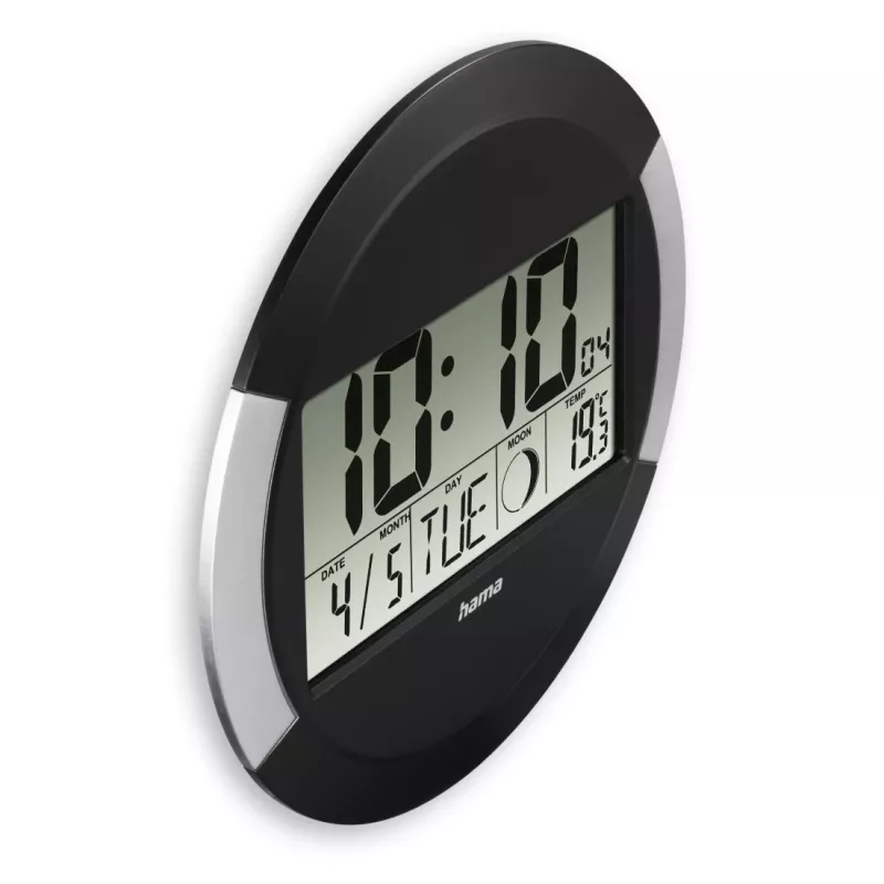 Hama Ischia Radio-controlled clock Round Black, Silver