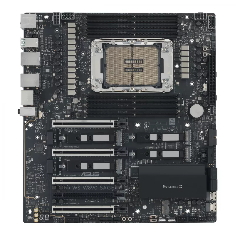 Motherboard ASUS PRO WS W890-SAGE — Intel W890, LGA 4710-2, CEB, 8× DIMM, DDR5, Quad-channel, 2.5G & 10G Ethernet