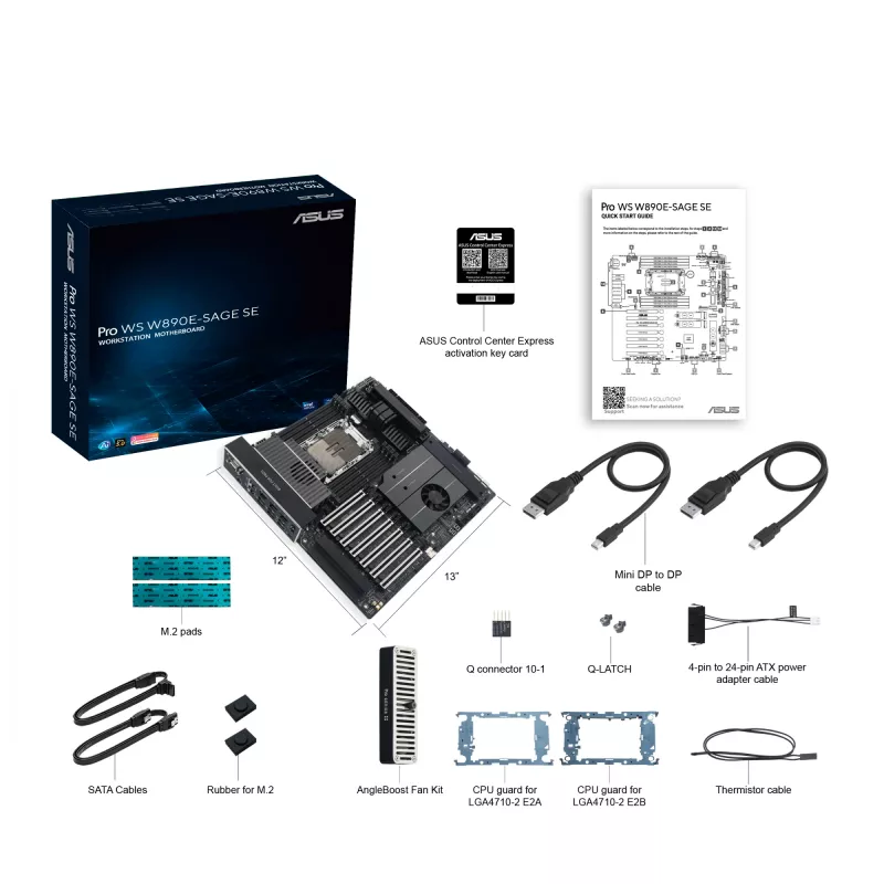 Motherboard ASUS Pro WS W890E-SAGE SE — Intel W890, LGA 4710-2, EEB, 8x DIMM DDR5, Octa-channel, 10GbE