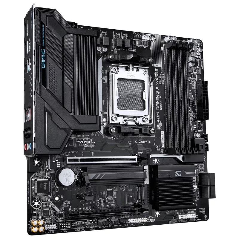 GIGABYTE B840M GAMING X WIFI6E Motherboard - AMD Ryzen 9000 CPUs, 8+2+2 Phases VRM, up to 8200MHz DDR5(O.C), 2xPCIe 4.0 M.2, Wi-Fi 6E, 2.5GbE LAN, USB 3.2 Gen 1
