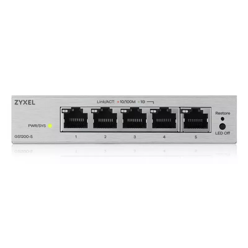 Managed L2 Gigabit Desktop Switch Zyxel GS1200-5V3 — 5 x RJ-45 10/100/1000, 10 Gbps switching
