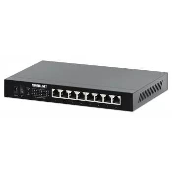 Intellinet 8-Port 2.5G Ethernet PoE+ Switch Eight 10/100/1000/2500 Mbps PSE PoE+ Ports, 100 W PoE Power Budget, Unmanaged, Desktop Format, Wall-mount Option