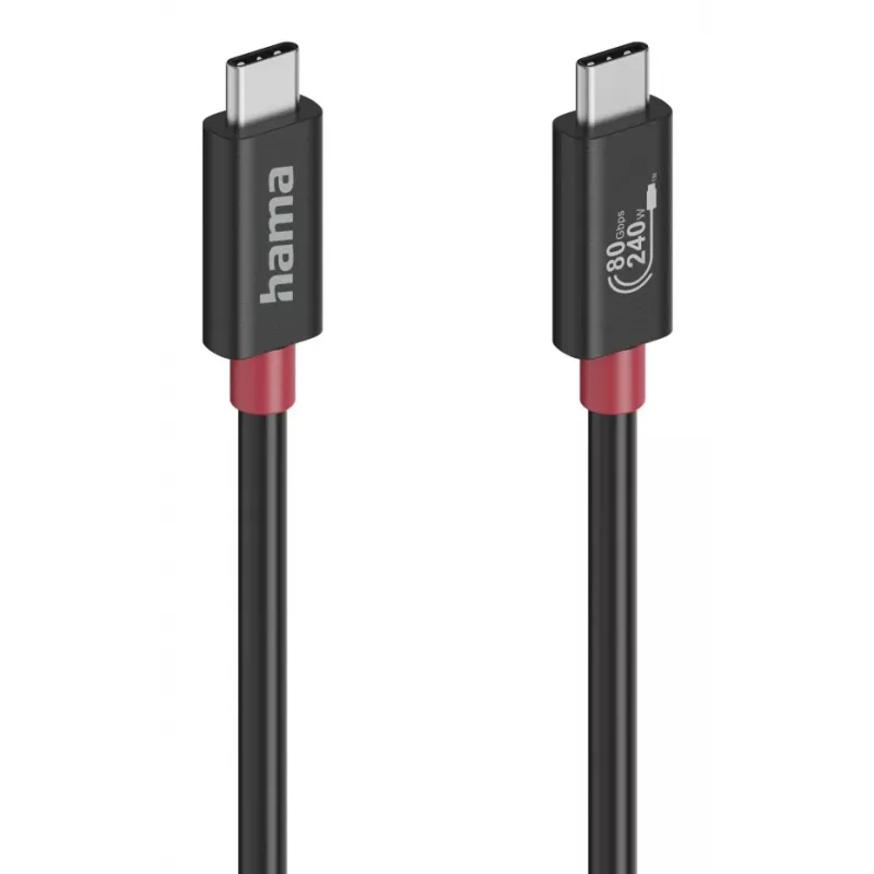 Hama USB-C Cable, E-Marker, USB4 Gen4, 80 Gbit/s, 5 A, 240 W, 1.00 m