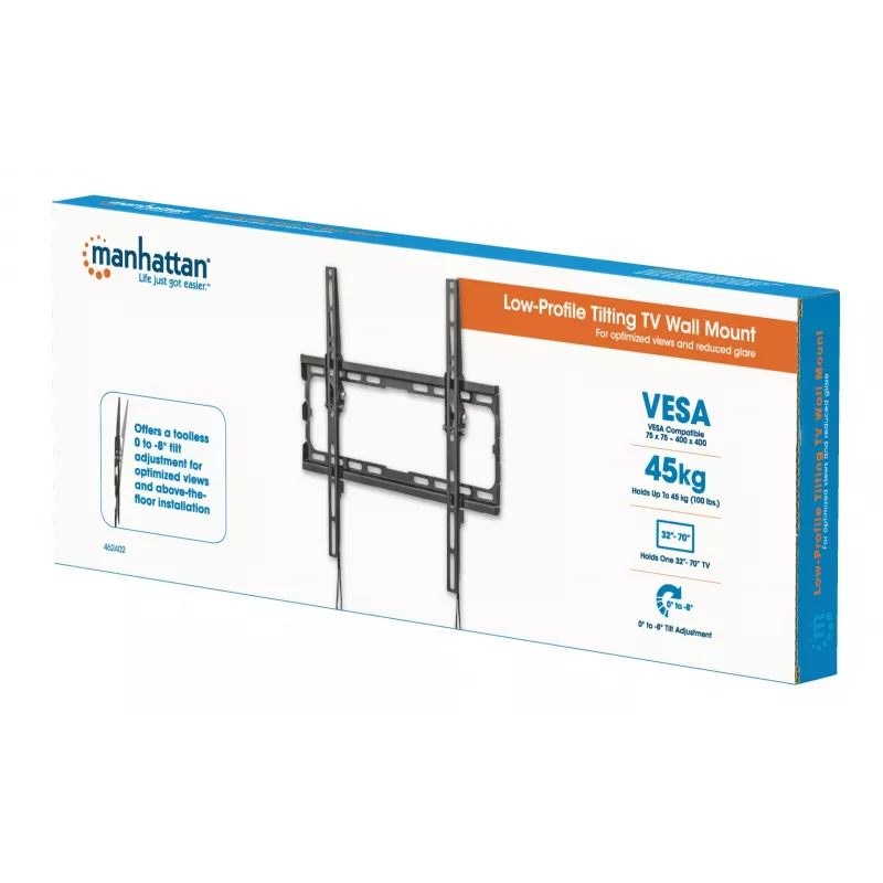 Manhattan 462402 Tiltable TV Wall Mount for 32-70 inch Screens, Max 45 kg
