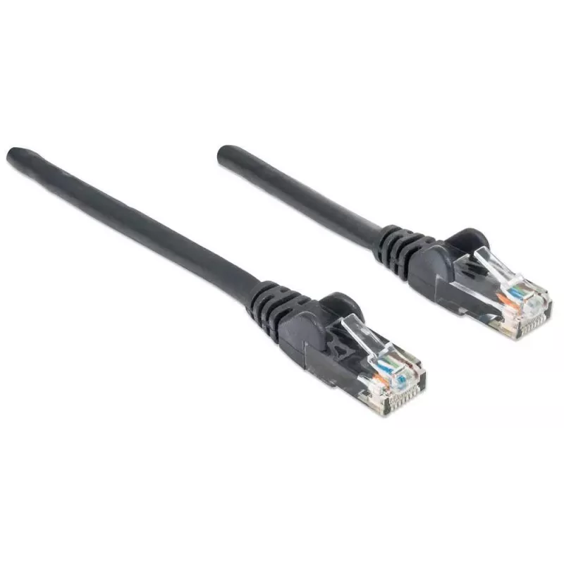 Intellinet Network Patch Cable, Cat6, 0.5m, Black, CCA, U/UTP, PVC, RJ45, Gold Plated Contacts, Snagless, Booted, Lifetime Warranty
