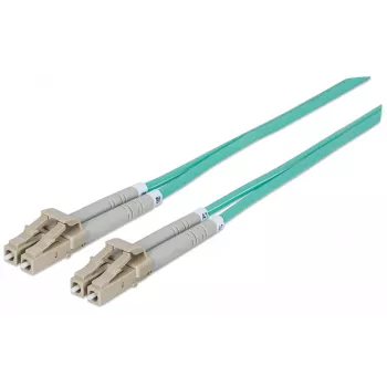 Intellinet Fiber Optic Patch Cable, OM3, LC/LC, 3m, Aqua, Duplex, Multimode, 50/125 µm, LSZH, Fibre, Lifetime Warranty