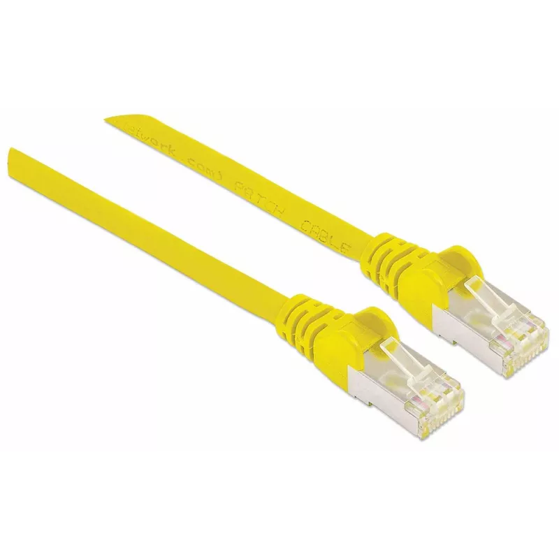 Intellinet Network Patch Cable, Cat7 Cable/Cat6A Plugs, 0.25m, Yellow, Copper, S/FTP, LSOH / LSZH, PVC, RJ45, Gold Plated Contacts, Snagless, Booted, Lifetime Warranty