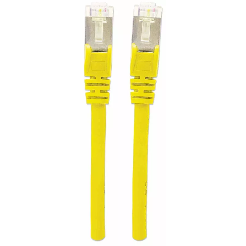 Intellinet Network Patch Cable, Cat7 Cable/Cat6A Plugs, 0.25m, Yellow, Copper, S/FTP, LSOH / LSZH, PVC, RJ45, Gold Plated Contacts, Snagless, Booted, Lifetime Warranty