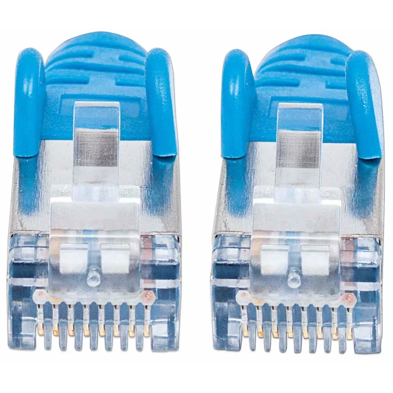 Intellinet Network Patch Cable, Cat7 Cable/Cat6A Plugs, 0.5m, Blue, Copper, S/FTP, LSOH / LSZH, PVC, RJ45, Gold Plated Contacts, Snagless, Booted, Lifetime Warranty
