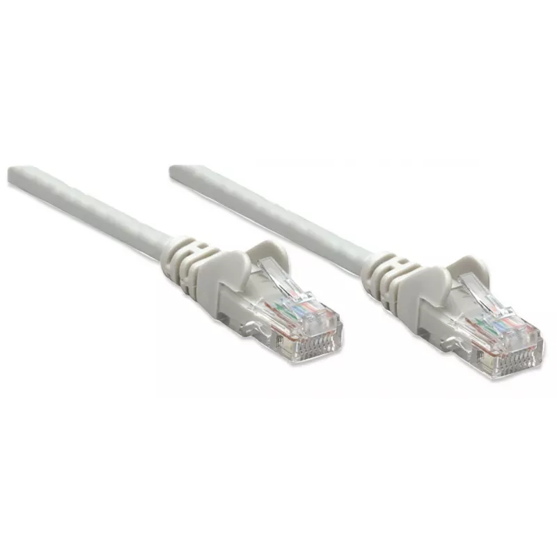 Intellinet Network Patch Cable, Cat5e, 0.5m, Grey, CCA, U/UTP, PVC, RJ45, Gold Plated Contacts, Snagless, Booted, Lifetime Warranty