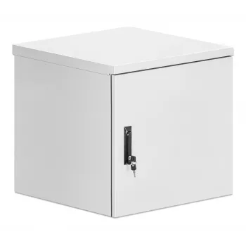 Intellinet Industrial IP55 19 inch Wall Mount Cabinet with Integrated Fans, 12U 600 mm (17.7 in.) Depth, Roof-mounted Two-fan Ventilation Unit, Dust- and Water-proof Enclosure, Assembled, Light Gray RAL7035