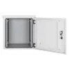 Intellinet Industrial IP55 19 inch Wall Mount Cabinet with Integrated Fans, 12U 600 mm (17.7 in.) Depth, Roof-mounted Two-fan Ventilation Unit, Dust- and Water-proof Enclosure, Assembled, Light Gray RAL7035