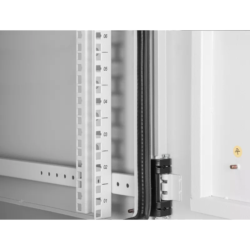 Intellinet Industrial IP55 19 inch Wall Mount Cabinet with Integrated Fans, 12U 600 mm (17.7 in.) Depth, Roof-mounted Two-fan Ventilation Unit, Dust- and Water-proof Enclosure, Assembled, Light Gray RAL7035