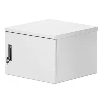Intellinet Industrial IP55 19 inch Wall Mount Cabinet with Integrated Fans, 9U 600 mm (17.7 in.) Depth, Roof-mounted Two-fan Ventilation Unit, Dust- and Water-proof Enclosure, Assembled, Light Gray RAL7035