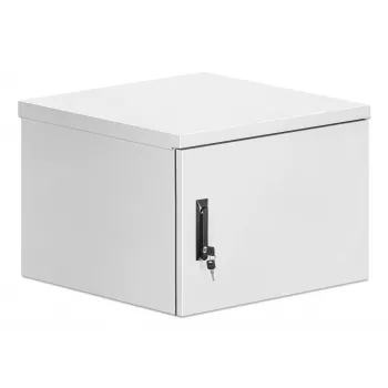 Intellinet Industrial IP55 19 inch Wall Mount Cabinet with Integrated Fans, 9U 600 mm (17.7 in.) Depth, Roof-mounted Two-fan Ventilation Unit, Dust- and Water-proof Enclosure, Assembled, Light Gray RAL7035