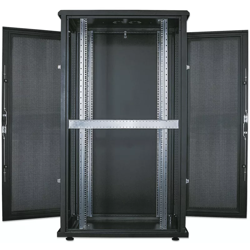 Intellinet 19 inch Server Cabinet - Free Standing, 42U, 600x1000mm (width x depth), Black, Assembled, Max 1500kg, Multi-Point Door Lock, One Lock Per Side Panel, Usable Depth 123 to 773mm, IP20 rated, Rack, Steel