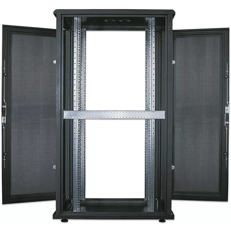 Intellinet 19 inch Server Cabinet - Free Standing, 42U, 600x1000mm (width x depth), Black, Flatpack, Max 1500kg, Multi-Point Door Lock, One Lock Per Side Panel, Usable Depth 123 to 773mm, IP20 rated, Rack, Steel