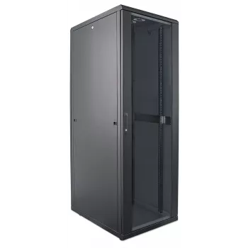 Intellinet 19 inch Network Cabinet - Free Standing, 42U, 800x800mm (width x depth), Black, Flatpack, Max 1500kg, Multi-Point Door Lock, One Lock Per Side Panel, Usable Depth 123 to 573mm, IP20 rated, Rack, Steel
