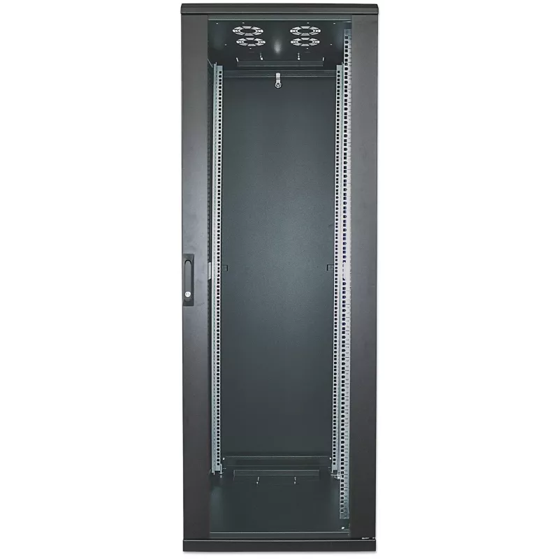 Intellinet 19 inch Network Cabinet - Free Standing, 42U, 800x800mm (width x depth), Black, Flatpack, Max 1500kg, Multi-Point Door Lock, One Lock Per Side Panel, Usable Depth 123 to 573mm, IP20 rated, Rack, Steel