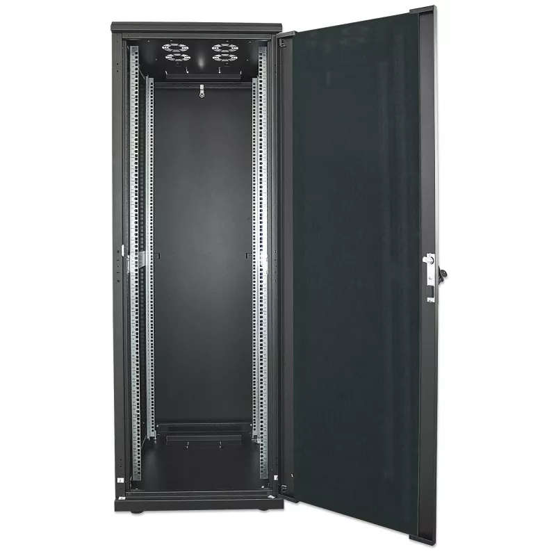 Intellinet 19 inch Network Cabinet - Free Standing, 42U, 800x800mm (width x depth), Black, Flatpack, Max 1500kg, Multi-Point Door Lock, One Lock Per Side Panel, Usable Depth 123 to 573mm, IP20 rated, Rack, Steel
