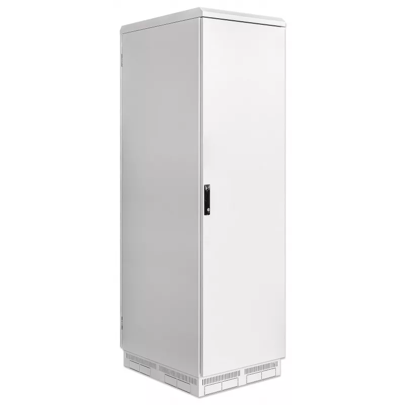 Intellinet Industrial IP55 19 inch Network Cabinet with Integrated Fans, 42U 800 mm (31.5 in.) Depth, Roof-mounted Four-fan Ventilation Unit, Dust-ingress and Water-jet Protection, Floor-standing, Assembled, Light Gray RAL7035