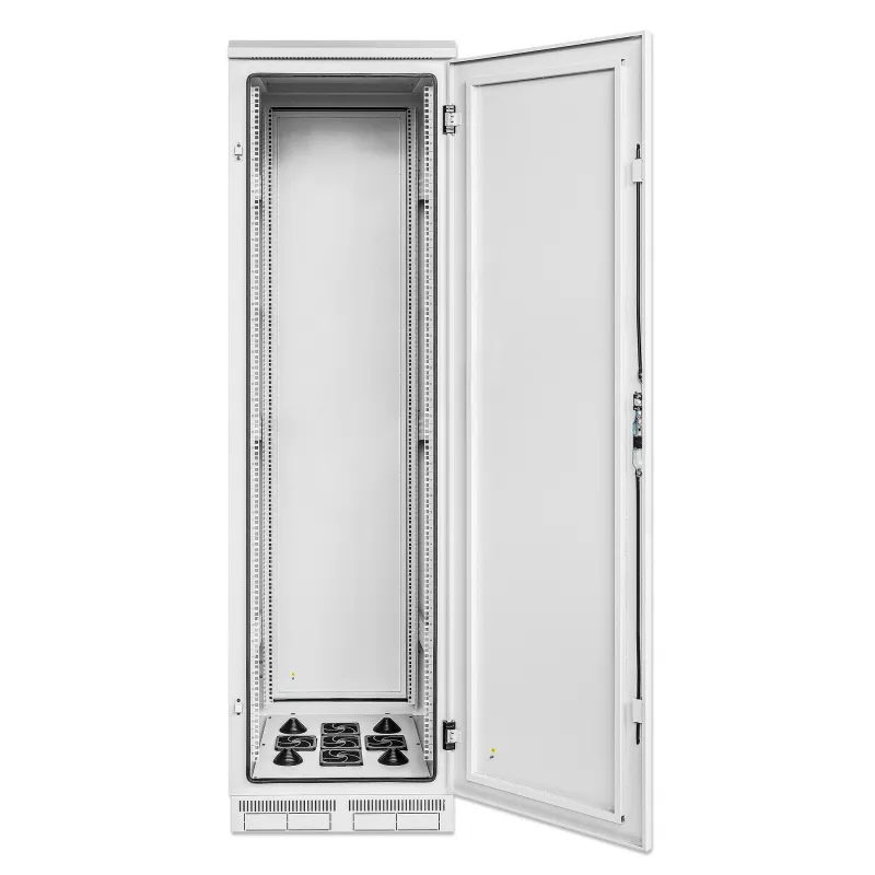 Intellinet Industrial IP55 19 inch Network Cabinet with Integrated Fans, 42U 800 mm (31.5 in.) Depth, Roof-mounted Four-fan Ventilation Unit, Dust-ingress and Water-jet Protection, Floor-standing, Assembled, Light Gray RAL7035