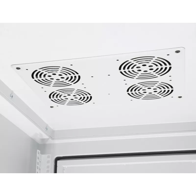 Intellinet Industrial IP55 19 inch Network Cabinet with Integrated Fans, 42U 800 mm (31.5 in.) Depth, Roof-mounted Four-fan Ventilation Unit, Dust-ingress and Water-jet Protection, Floor-standing, Assembled, Light Gray RAL7035