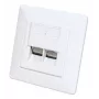Intellinet 2-Port Cat6a 10G Shielded RJ45 Wall Plate Flush Mount with Faceplate, STP, Signal White RAL9003