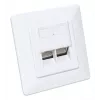 Intellinet 2-Port Cat6a 10G Shielded RJ45 Wall Plate Flush Mount with Faceplate, STP, Signal White RAL9003