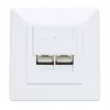 Intellinet 2-Port Cat6a 10G Shielded RJ45 Wall Plate Flush Mount with Faceplate, STP, Signal White RAL9003