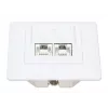 Intellinet 2-Port Cat6a 10G Shielded RJ45 Wall Plate Flush Mount with Faceplate, STP, Signal White RAL9003