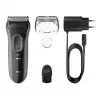 Braun Series 3 Series 3000 Shaver, Foil shaver, Black, 2 SensoFoil, LED, Power, AC/Battery