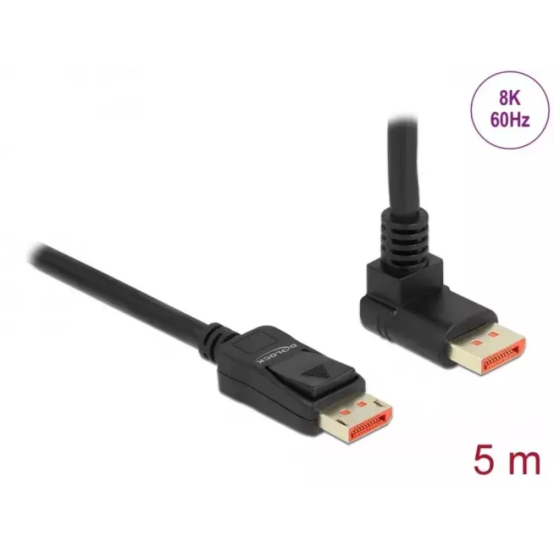 DisplayPort cable DeLOCK 87057 8K 60Hz 5m male to male 90° angled