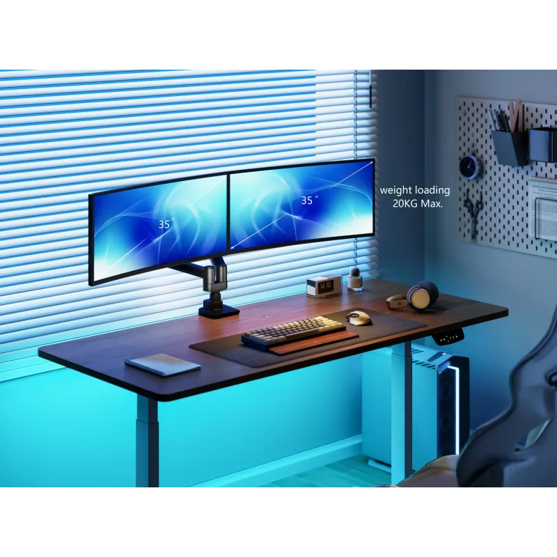 Equip 17 inch-35 inch Heavy-Duty Dual Monitor Desk Mount Bracket, Black