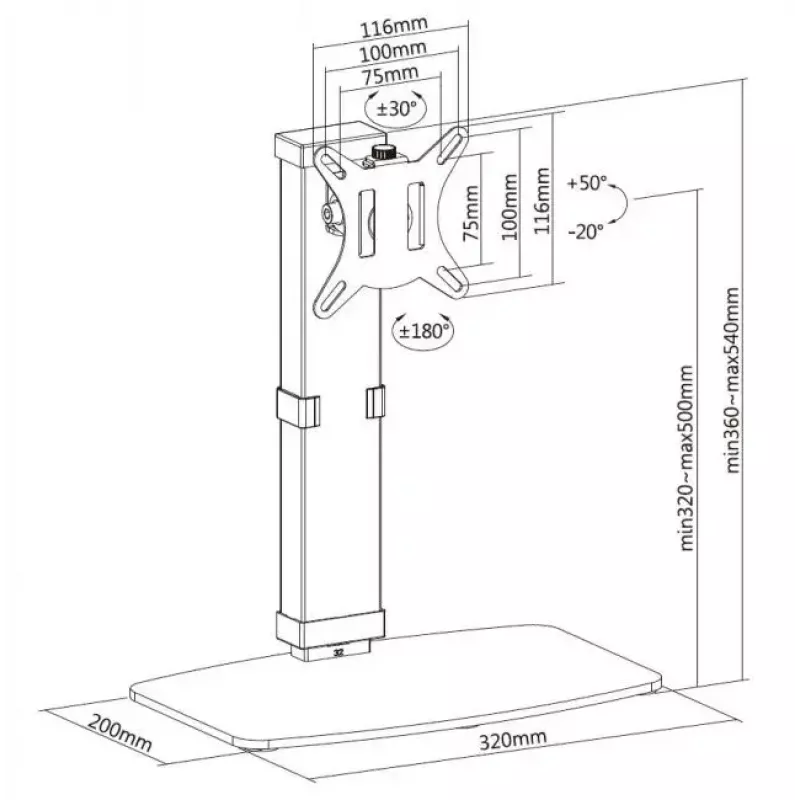 Equip 17 inch-32 inch Free-Standing Monitor Stand Black 8 kg Capacity