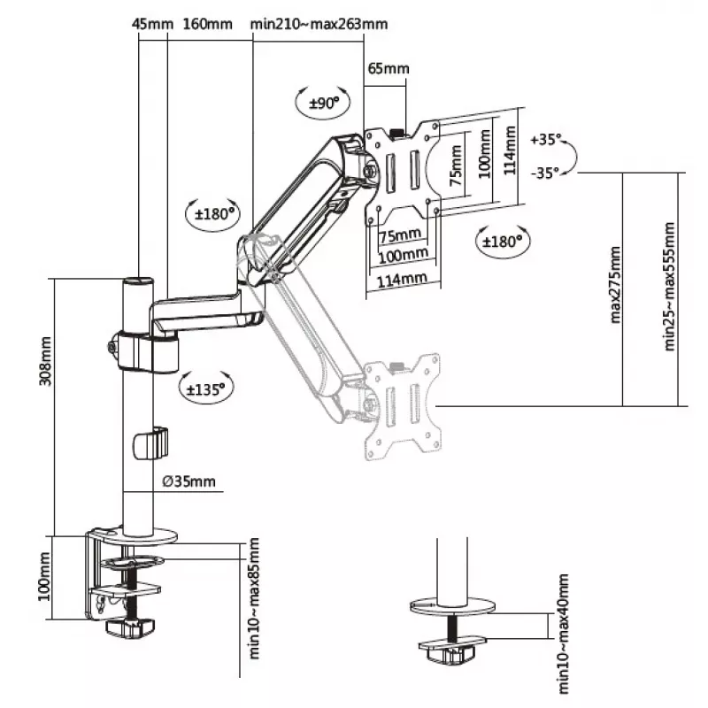 Equip 13 inch-32 inch Monitor Desk Mount Bracket