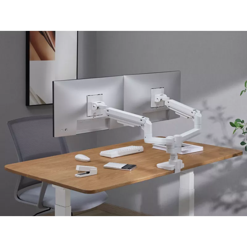 Equip 17 inch-35 inch Heavy-Duty Dual Monitor Desk Mount Bracket, White