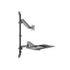 EQUIP 650170 Single Monitor Wall-Mounted Workstation 17 inch-32 inch Height Adjustable Gas Spring Arm, VESA 100x100, 8kg, Black
