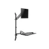 EQUIP 650170 Single Monitor Wall-Mounted Workstation 17 inch-32 inch Height Adjustable Gas Spring Arm, VESA 100x100, 8kg, Black