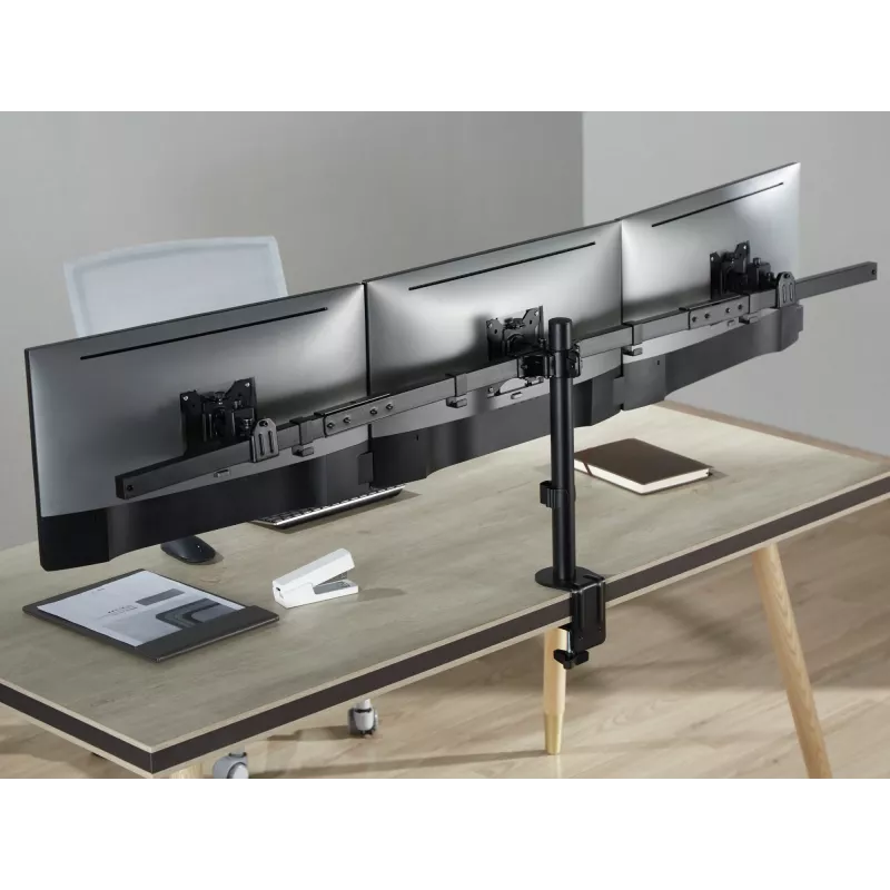 Equip 17 inch-32 inch Articulating Triple Monitor Desk Mount Bracket Clamp/Grommet 21 kg