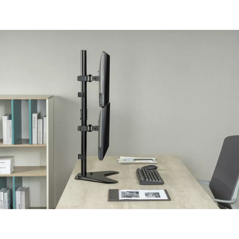 Equip 17 inch-32 inch Dual Vertical Monitor Tabletop Stand