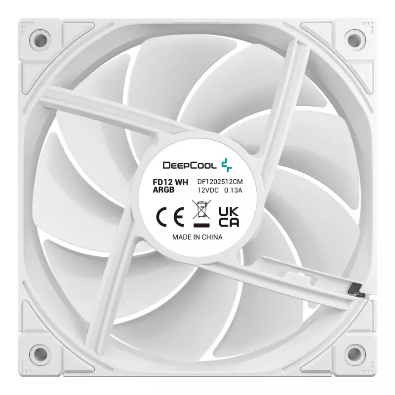 12 cm DeepCool FD12 ARGB computer case fan, white, 400–2050 RPM, hydraulic bearing