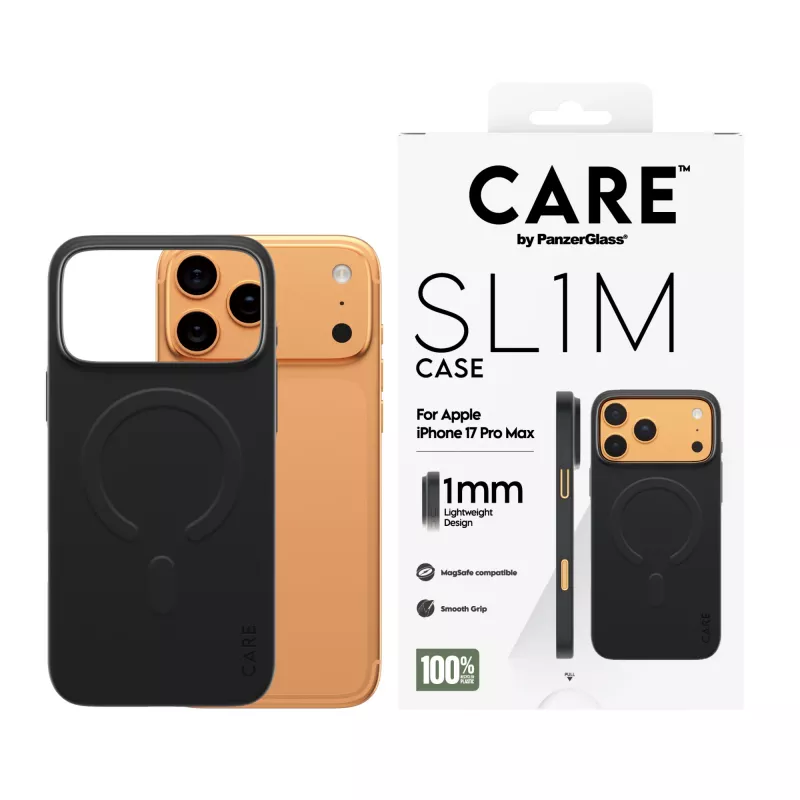 Phone cover PanzerGlass CARE™ SL1M Case Black with MagSafe for iPhone 17 Pro Max
