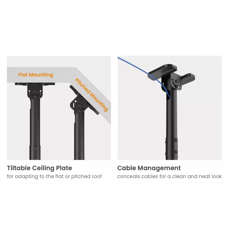 Ceiling mount dual back-to-back for 43 inch–86 inch screens EQUIP, tilt -20–5°, swivel ±180°, VESA 200x200–600x400, max load 100 kg, black