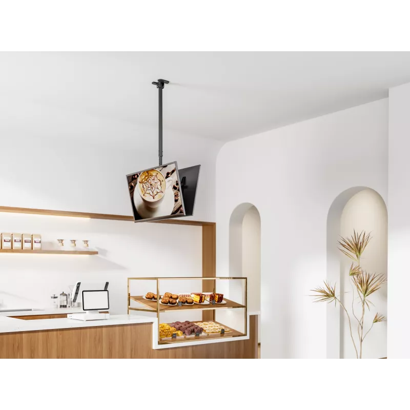 Ceiling mount dual back-to-back for 43 inch–86 inch screens EQUIP, tilt -20–5°, swivel ±180°, VESA 200x200–600x400, max load 100 kg, black
