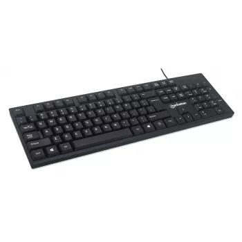 Manhattan Keyboard USB Wired, Black, Full Size Keys, Cable 1.5m, USB-A connection, Plug and Play, Three Year Warranty