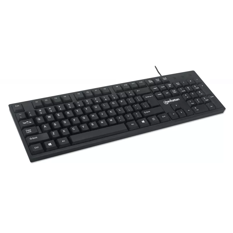 Manhattan Keyboard USB Wired, Black, Full Size Keys, Cable 1.5m, USB-A connection, Plug and Play, Three Year Warranty