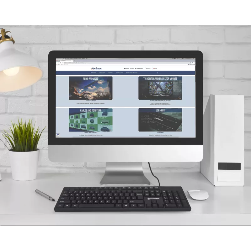 Manhattan Keyboard USB Wired, Black, Full Size Keys, Cable 1.5m, USB-A connection, Plug and Play, Three Year Warranty