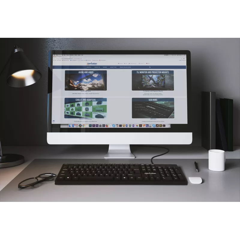 Manhattan Keyboard USB Wired, Black, Full Size Keys, Cable 1.5m, USB-A connection, Plug and Play, Three Year Warranty