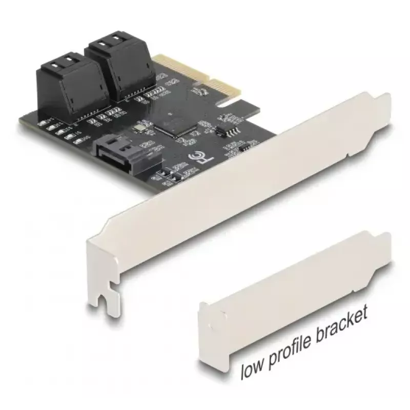 Internal SATA adapter DELOCK 90890 — PCIe to 5× SATA (JMicron JMB585), low profile, black